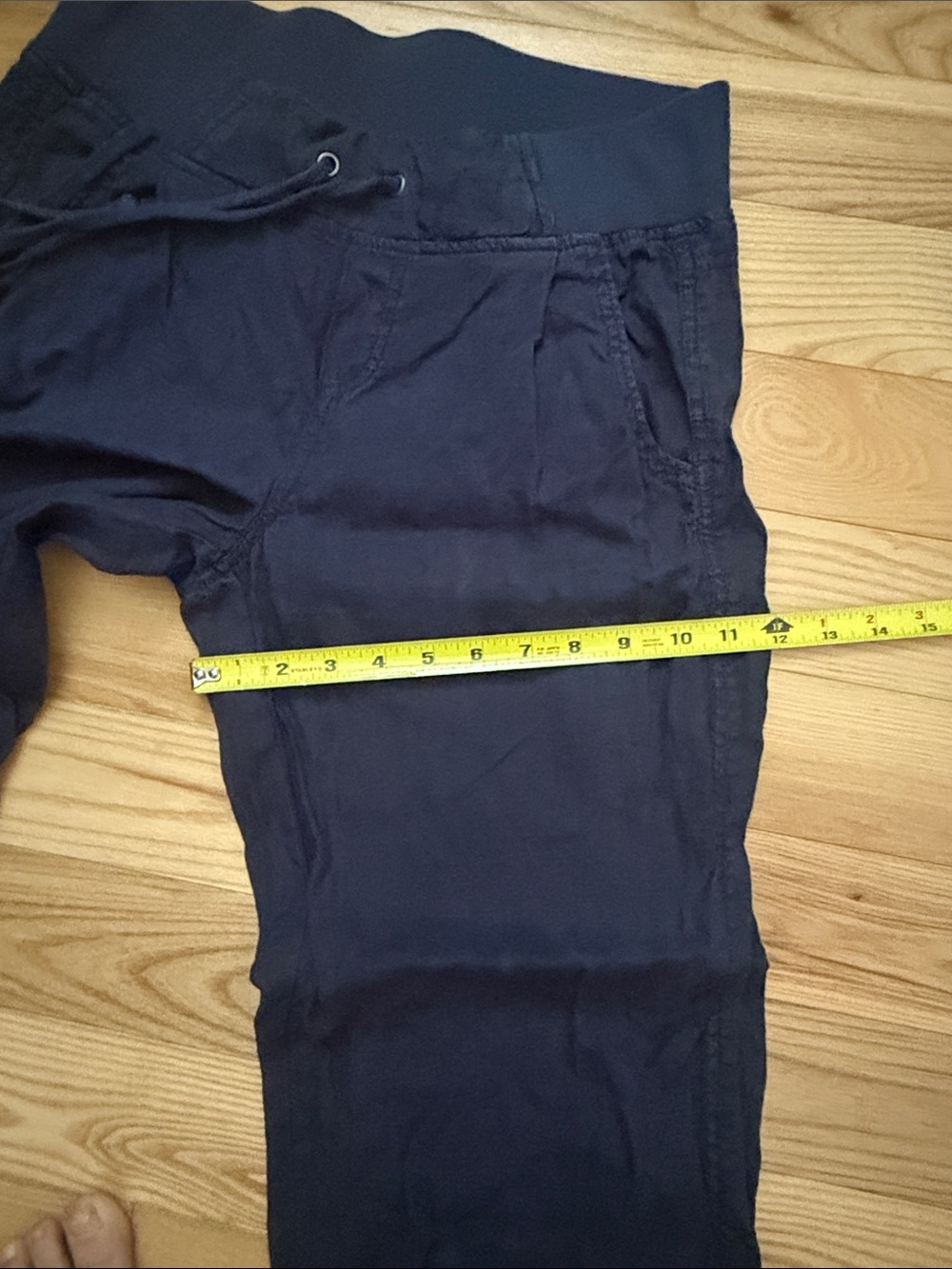 Athleta Navy Drawstring Linen Pants sz 6 - Picture 6 of 8